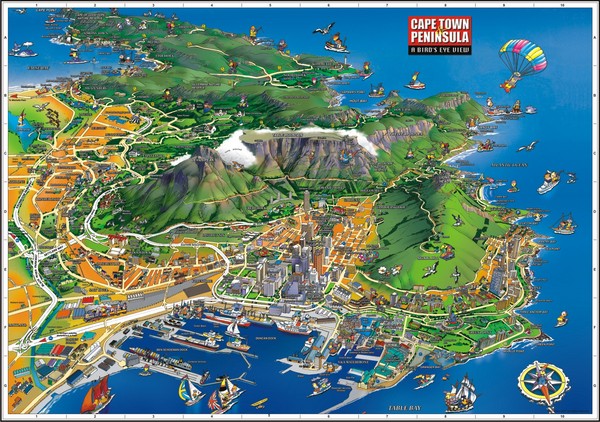 Cape Town Birds Eye View carte